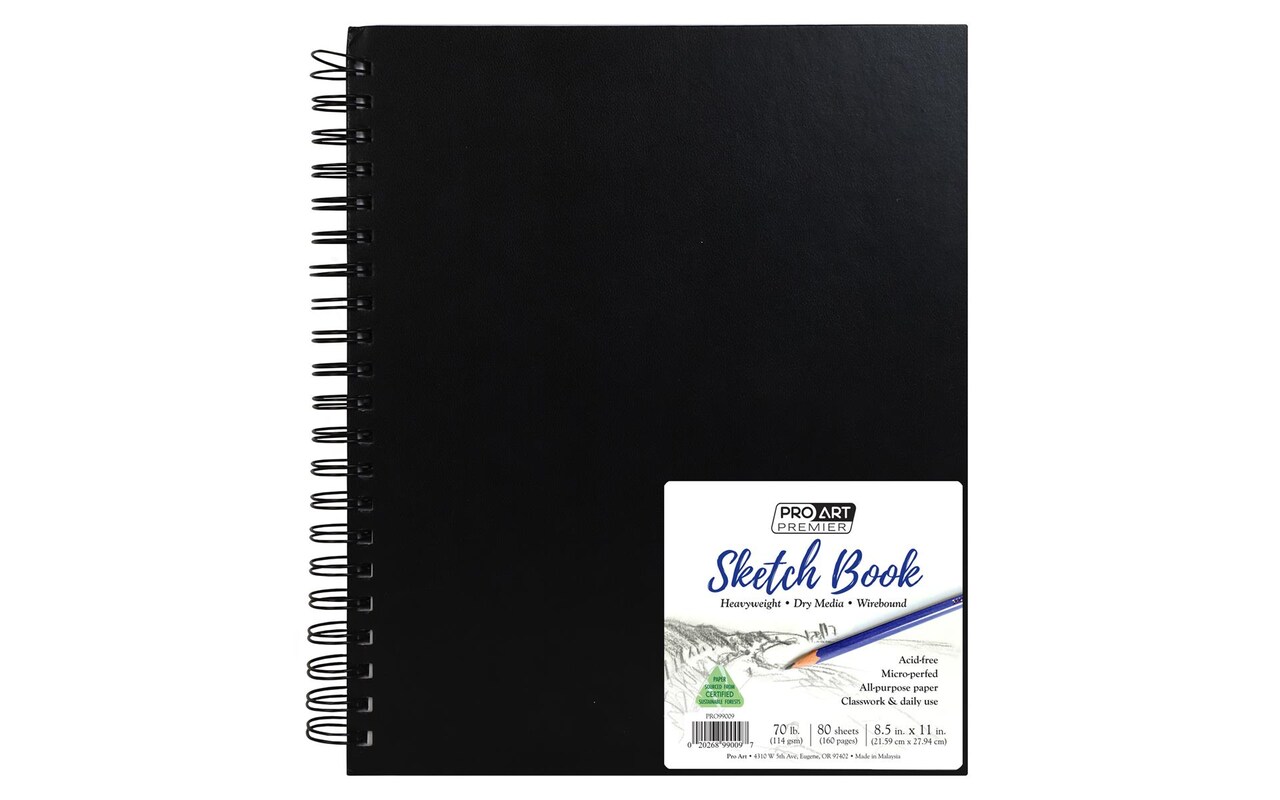 Pro Art Premium Sketch Book 8.5x11 80 sheets, 70#, Wire, Sketch Book,  Sketchbook, Drawing Pad, Sketch Pad, Drawing Paper, Art Book, Drawing Book